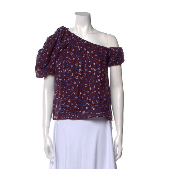 ULLA JOHNSON Floral Print One Shoulder Off Top XS Size - Picture 1 of 10